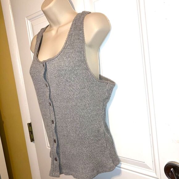 FREE PEOPLE Intimately Most Wanted Racerback Button Down Tank Grey Womens Large - Picture 2 of 11